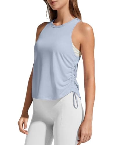 G4Free Running Tank Tops for Women Stretchy High Neck Razor Back Workout Tanks Butter Soft Comfy for Yoga Pilates Top (Light Denim,XL) - Image 1