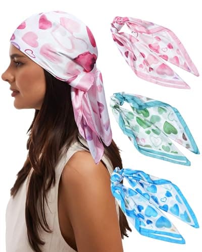 Secroma 3Pcs Head Scarf for Women，Satin Neck Scarfs, Silk Feeling Scarf