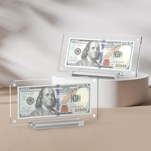 Yncotte Dollar Bill Frame 1 Pack, Dollar Bill Holder Acrylic Money Case Dollar Frame Display Double-Sided Transparent for Collectors Currency Ticket Check Protector - Thumbnail 4