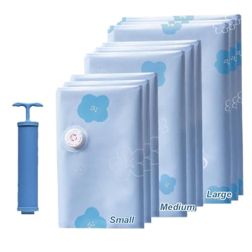 Vacuum Storage Bags for Clothing, 9 Pack Vacuum Seal Bags for Travel, 3 Sizes Compression Packing Bags 80% Space Saver for Suitcase Luggage, Bedding & Seasonal Storage - Image 1