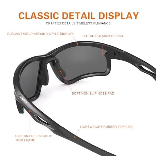 suoso Polarized Sports Sunglasses Men: Running Sunglasses Women UV400 Protection Wrap Around Glasses for Fishing Driving TR90 - Thumbnail 5