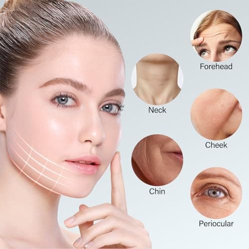 Red Light Therapy for Face, 7 Color LED Facial Light Therapy Wand for Skin Care at Home Blue Light Therapy Face Massager Tool for Neck (White) - Thumbnail 6