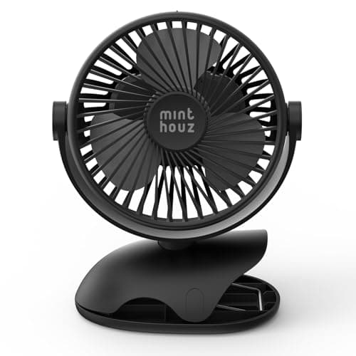 Minthouz Clip on Fan 360° Rotation Small Desk Fan, 7200mAh USB-C Rechargeable Portable Quiet Fan 4-Speed for Home, Office, Stroller, Camping, Gym & Outdoor - Image 1