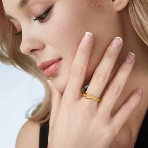 Cicy Bell Womens 18k Gold Plated Initial Statement Rings Bold Letter Personalized Initial Stacking Rings - Thumbnail 2