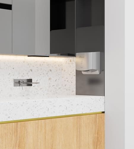 AIMEIKE Automatic Commercial Hand Dryer with Temperature-Sensing & Auto-Adjusting Airflow, High-Speed 1300W Compact Wall Mounted Hand Dryer for Bathroom & High-Traffic Restrooms,Sliver - Thumbnail 4