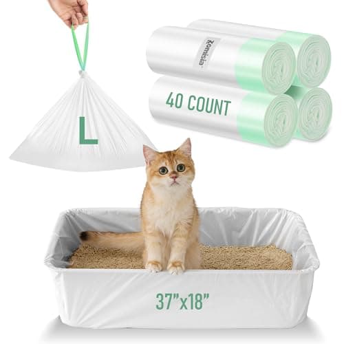 ZOMISIA Cat Litter Box Liners Large - 40 Count 37" x 18" Jumbo Litter Bags with Drawstring, Extra Thick Kitty Litter Pan Liners Tear Resistant Heavy Duty, Easy Clean up for Litter Tray, Unscented - Image 1