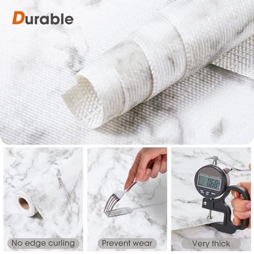 Beautysaid Shelf and Drawer Liner for Kitchen Cabinet, Non Adhesive Non Slip Shelf Paper Waterproof Washable Thickened for Dresser Pantry Shelve Bathroom Protector Liner(Marble,12 in x 10 FT) - Thumbnail 6