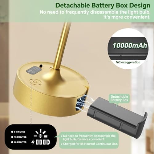 Lightbiz Battery Operated Wall Sconces Set of Two, Detachable Battery Wall Lights, 10000 mAh Battery and Remote, Rechargeable Sconces Wall Decor of 2 for Bedroom Living Room Hallway - Thumbnail 4