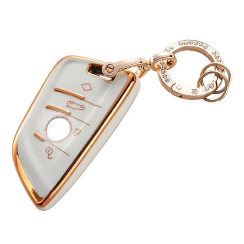 RUABIBAN Key Fob Cover Compatible with BMW, Soft TPU Key Case Shell Fit for BMW X1 X2 X3 X5 X6 X7 and Series 1 2 3 4 5 6 7 8 Remote Smart Key Protector - Image 1