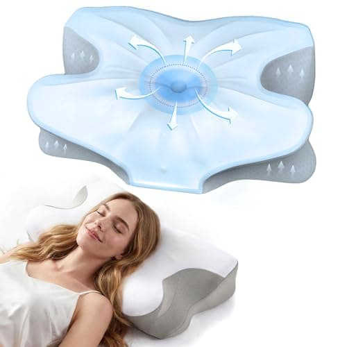 fumacos Ergonomic Cervical Memory Foam Pillow with Wide Arm Support Area, Cooling Breathable Removable Pillowcase, for Side, Back and Stomach Sleepers, for Better Neck Comfort - Image 1