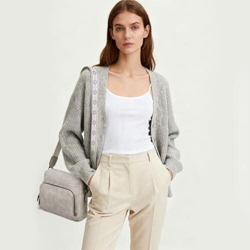 POIUGOYA Crossbody Purses for Women Trendy,Vegan Leather Medium Crossbody Bag,Women's Crossbody Travel Purse Built in Wallet - Thumbnail 2