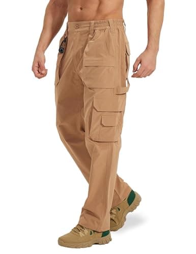 MOURCE Tactical Pants for Men Military - Plus Size Water Resistant Ripstop Work Pants with 9 Pockets, Khaki 32L - Image 1