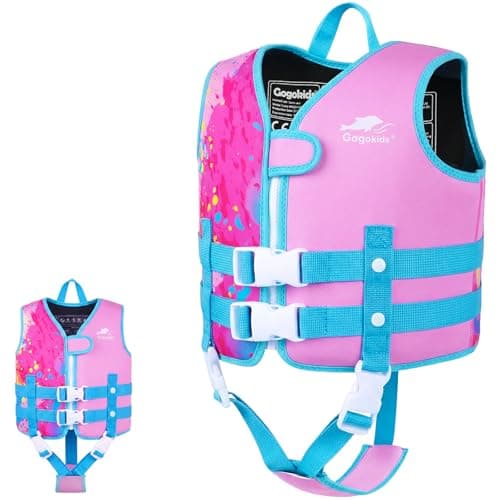 Gogokids Swim Vest for Toddler & Kid 1-2-3-4-5, Adjustable Buoyancy Swimming Vest for Kid Learn to Swim, Toddler Floaty with Removeable Floats and Dual Safety Straps Buoyancy Aid for Pool Beach Puddle