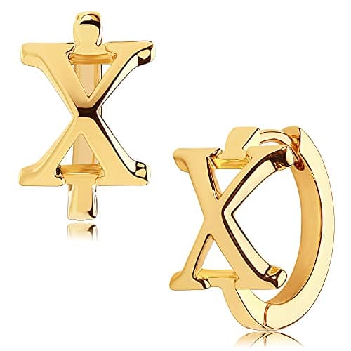 LOYATA Initial Huggie Hoop Earrings Gold Letter Sleeper 14K Gold Plated Earrings Simple Hypoallergenic Personalized Jewelry Gift for Women - 26 Letters - Image 1