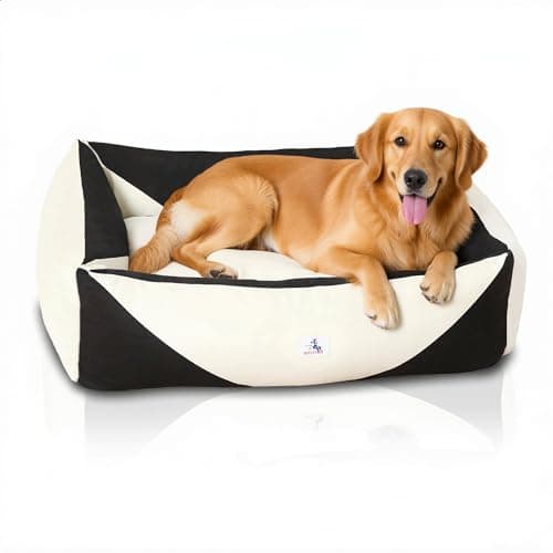 Welfibr 290 GSM Cotton Canvas Dog Couch Bed, Washable Removable Cover, Tough Bolster with Supportive Chopped Foam, Anti-Slip Bottom (Large) - Image 1