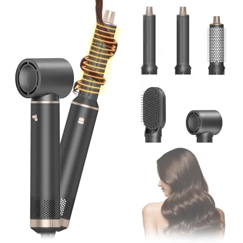 AVENHO 5 in 1 Hair Styler & Hot Air Brush - Air Curling Wrap with Low-Speed Negative Ion Technology, Hair Dryer Brush for Drying, Curling, Straightening & Styling, Hair Styling Tools at Home (Grey) - Image 1