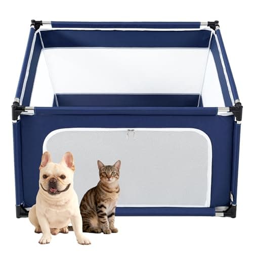 EHEYCIGA 42x42x26 Inches Puppy Playpen Without Top Cover for Dogs & Cats Indoor or Outdoor - Dog Playpen with Door, Dog Fence for Small Animal with Heavy-Duty Oxford & Steel Frame, Navy - Image 1