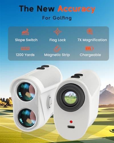 Golf Rangefinder with Slope - 1200 Yard Laser Range Finder for Golfing & Hunting, High-Precision Flag Locking Vibration, 7X Magnification, USB-C Rechargeable, Built-in Magnetic Strip - Thumbnail 2