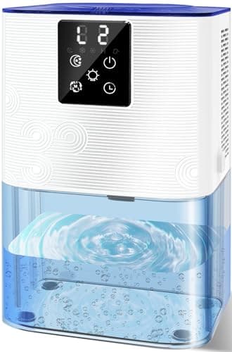 Dehumidifier,MTOX 3L/105 oz (1000 Sq Ft) Small Dehumidifiers for Rooms, Bathroom, RV, Quiet with Auto Shut-Off, Timer, 3 Modes, Removable Filter & Aromatherapy Box, 7-Color LED (Blue & White) - Image 1