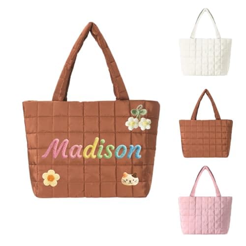 Mother's Day Personalized DIY Down Travel Bag. Quilted shoulder bag, customizable with names and cute expressions. A thoughtful gift for your best friend, loved ones, or your mom this Mother's Day. - Image 1