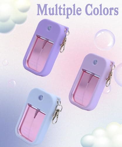 Adabuli 2 Sets Silicone Case Compatible with Touchland Hand Sanitizer Spray 1 FL. OZ./30 mL, Stylish Hand Sanitizer Mist Accessory with Portable Keychain (Pink, White) - Thumbnail 4