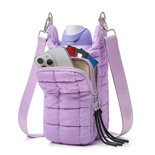 WOOMADA Water Bottle Holder RFID Crossbody Bag for Women, Ideal for Walking, Hiking, Cycling（lavender） - Image 1