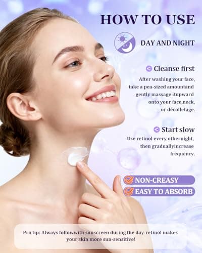 Neck Firming Cream for Tightening | Anti-Aging Face Moisturizer for Women | 1% Retinol + 7% Hyaluronic Acid for Firming & Wrinkle Reduction | Day & Night Use for Neck & Décolleté, 1.7 Fl Oz - Thumbnail 6