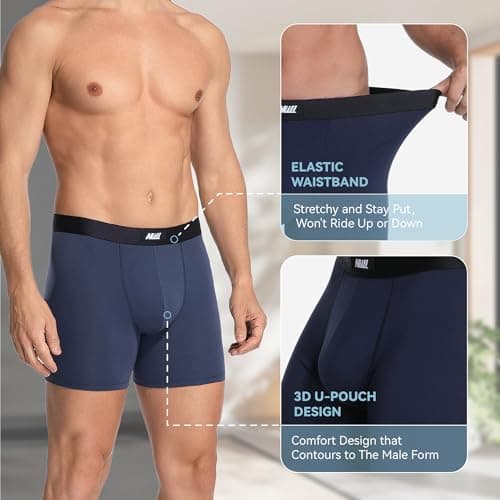 Nullktie Men's Boxer Briefs 5" Inseam, Ultra Soft Modal Underwear Moisture Wicking Trunks for Men Multipack - Thumbnail 3