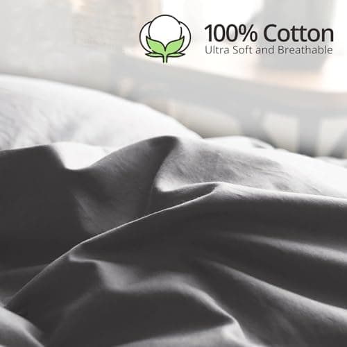Topllen Down Feather Comforter Queen Size, All Season Duvet Insert, 100% Cotton Shell, Soft and Breathable Bedding with 8 Corner Tabs (90 x 90, Grey) - Thumbnail 3