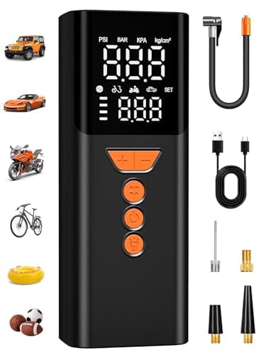 JivDaw Tire Inflator Portable Air Compressor, 150PSI Cordless Air Pump for Car Tires with Auto Shut-Off, Portable Tire Pump for Car, Bike, Motorcycle and Balls - Image 1