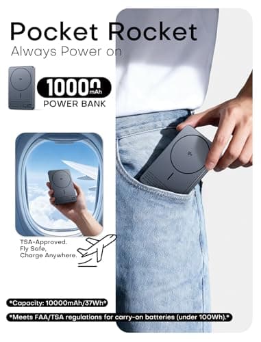 Enyneo Mag.Safe Portable Charger, 10000mAh Battery Pack - Qi2 Certified, 22.5W Fast Charging Wireless Magnetic Power Bank for iPhone 17/ Air/ 16/15/14/13/12 Series, Travel Camping Essential-Grey - Thumbnail 6