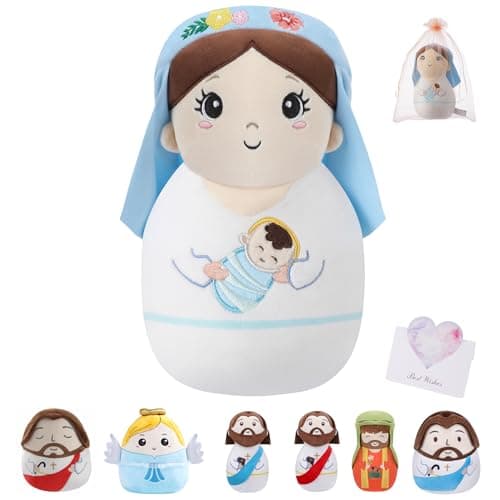 LeYoHa Mary Plush Nativity Scene Set - Gift for Women's Day Baby Plush Soft Jesus Stuffed Animal, Perfect Holiday Decor Christian Gift for Girl, 10 Inch - Image 1