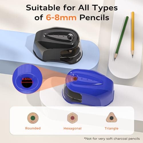 STAGEEK Electric Pencil Sharpener, Plug in or USB/Battery Operated. Fits No.2 and Colored Pencils (6-8mm). Great for School, Classroom, Office and Home(Black) - Thumbnail 3