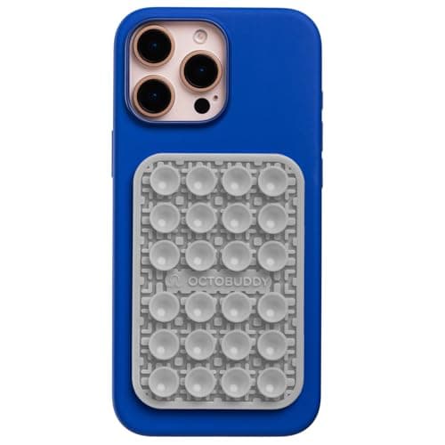 OCTOBUDDY Textures Labyrinth - Silicone Suction Phone Case Adhesive Mount - Hands-Free Grip with 24 Suction Cups for Videos & Selfies - 2.6" x 3.9", Ultimate Grey - Image 1