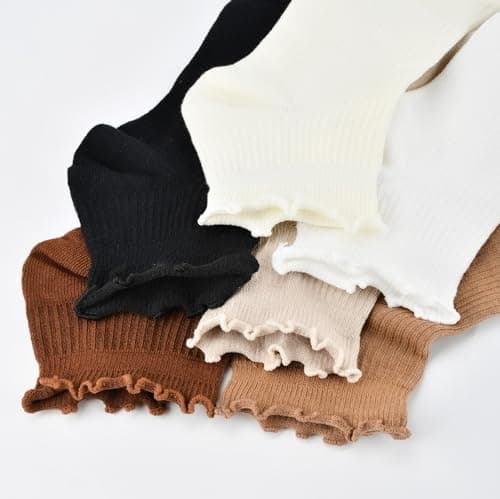 FYC Womens Ruffle Socks, Cute Ruffle Ankle Socks, Soft Breathable Sock for Daily Wear 6 Pairs - Thumbnail 6
