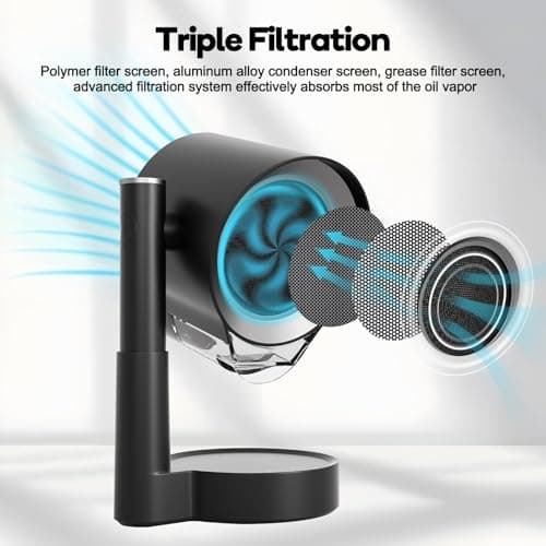 Portable Range Hood, Portable Kitchen Exhaust Fan with 3 Speeds, Desktop Range Hood with Telescoping Height, Low Noise, Large-Caliber Aluminum Filter &Oil Cup for Indoor BBQ/Hot Pot/RV - Thumbnail 2