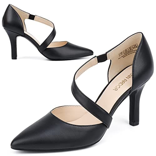 JENN ARDOR Women's Black Closed Toe Heels for Women 3 inch Stilettos Professional D'Orsay Pumps Sexy Ankle Strap Pointed Wedding Bride Evening Party Office Ladies Dress Shoes High Heels size 9 - Thumbnail 4