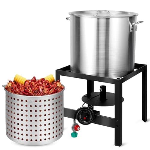 RYHOFOUD Seafood Boil Kit for Crawfish Boil Party, Featuring a Propane Burner, Propane Regulator, and a 100QT Pot with Basket, Built for Heavy-Duty Outdoor Use