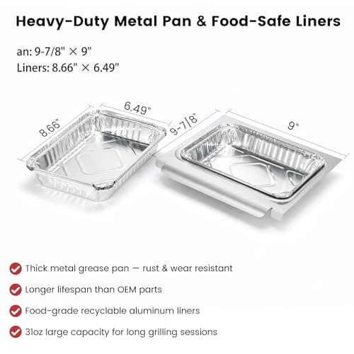 BLUES GRILL PARTS 67047 Catch Pan Kit with 5Pcs Aluminum Liner - Grease Drip Tray 6415/83156 Replacement for Weber Spirit/Spirit II 200/300, Genesis/Genesis II LX 200/300 & Traveler Grills - Thumbnail 3
