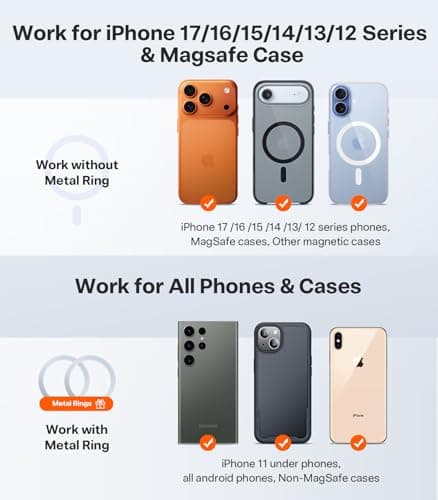 TORRAS 2026 Vacuum for Magsafe Car Mount【98+LBS Strongest Suction & Ultra Magnet】 Magnetic Phone Holders for Your Car, 360° Adjustable Car Phone Holder Mount for iPhone 17 Pro Max 16 15 14 13 12 - Thumbnail 6