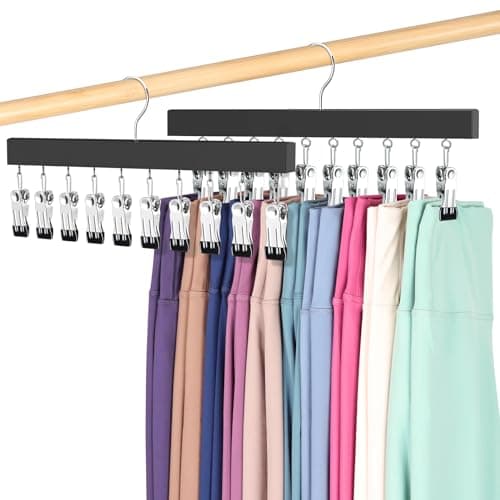 Legging Organizer for Closet, Pants Hangers with Clips Holds 20 Leggings, Jeans, Hats, Shorts, Socks, 360° Rotating Space Saving Hanging Clothes Organizer for Closet Organizers and Storage 2Pcs - Image 1