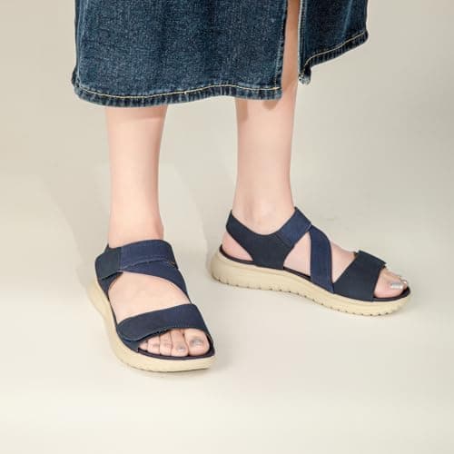 Tilocow Women Sandals Orthotic Comfortable Walking Sandals Summer Lightweight Athletic Outdoor Ankle Strap Shoes - Thumbnail 2