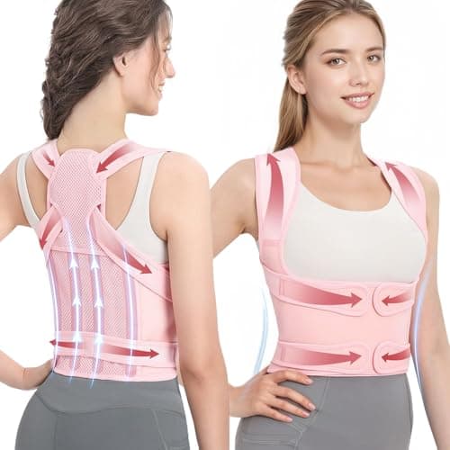 EPICGALA Posture Corrector for Women & Men – Adjustable Back Brace with Full Back Support, Shoulder Straightener for Spine Alignment, Scoliosis, Hunchback & Back Pain Relief (Pink,Medium) - Image 1