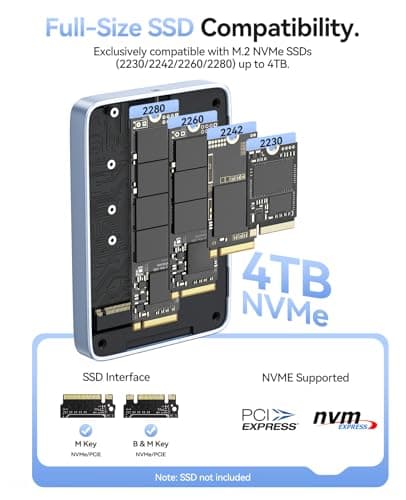ORICO 10Gbps Magnetic M.2 NVMe SSD Enclosure with USB-C Dock Compatible for Phone 17/16/15 Pro/Max/Plus ProRes Recording TF/SD Card Slot PD 100W for 2230/2242/2260/2280 B+M M-Key Diskless AP80F Black - Thumbnail 6