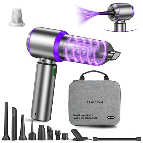 IYOFINE Vacuum/Air Duster 80,000RPM Super Power Mini Car Vacuum Cleaner 4-in-1 air Blower Gun Air Duster & Air Blower & Pump Hand Electric air Duster Handheld dust Blower Blower Cordless (Purple) - Image 1