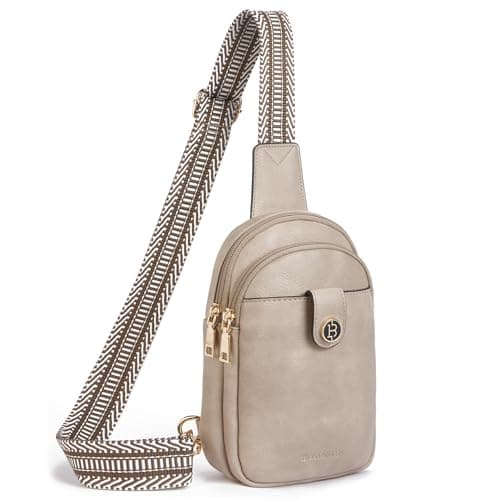 BOSTANTEN Small Sling Bag Crossbody Bags for Women Crossbody Trendy Purse Leather Chest Bag, Cloud Grey