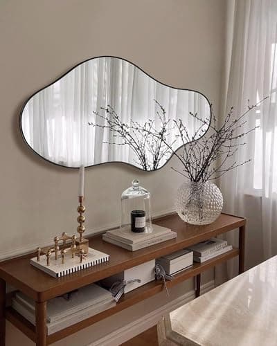 potijo Irregular Wall Mirror 20×36 Inch Wall Mirrors Decorative Black Modern Asymmetrical Abstract Mirror for Bathroom Bedroom Living Room Entryway Hallway - Thumbnail 6