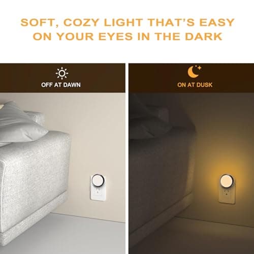 Night Lights Plug into Wall, Night Light with Dusk to Dawn Sensor, Soft White 3000K, Compact Plug in Nightlight for Kids, Adults, Bedroom, Bathroom, Hallway, 2-Pack - Thumbnail 3