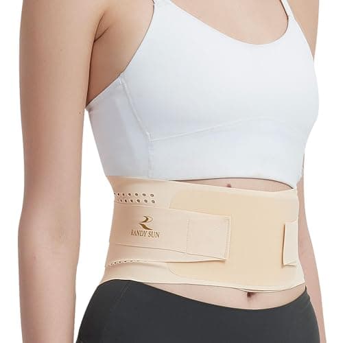RANDY SUN Ultra Thin Back Brace, Lightweight Breathable for Women & Men, Invisible Waist Support Belt for Lower Back Pain Relief and Posture Correction Light Beige L - Image 1