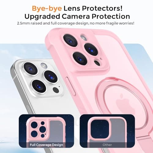 MOCCA Design for iPhone 16 Pro Max Case with Magnetic Invisible Stand [Full Camera Protection] [Compatible with Magsafe] Military Drop Shockproof Translucent Matte Phone Case Cover 6.9",Pink - Thumbnail 3